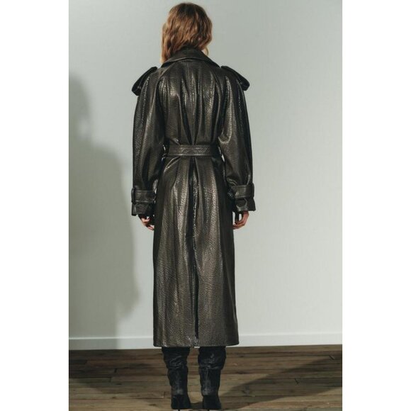 ZARA FAUX LEATHER COAT - Picture 5 of 9